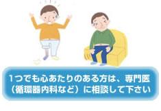 1つでも心あたりのある方は、専門医（循環器内科など）に相談して下さい